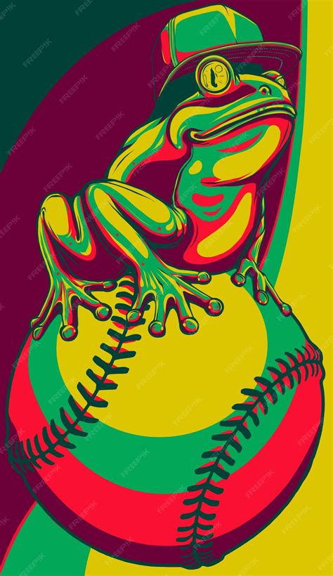 Premium Vector | Vector illustration of frog on baseball ball digital ...