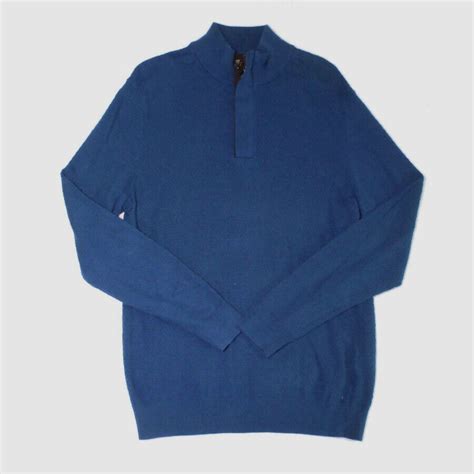 Tasso Elba Mens Blue Classic Fit Long Sleeve Quarter Zip Sweater