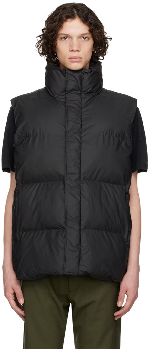 Rains Black Boxy Down Puffer Vest Rains