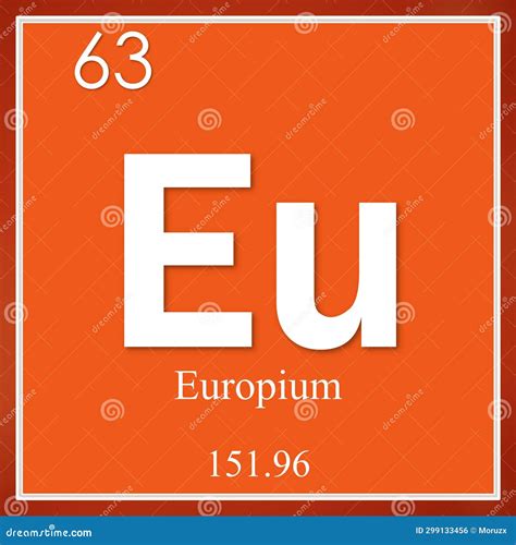 Europium Chemical Element Orange Square Symbol Stock Illustration