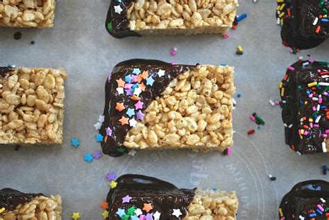 Easy Chocolate Dipped Rice Krispie Treats with Sprinkles