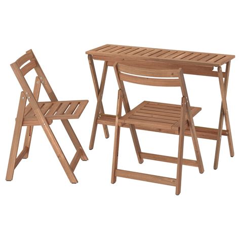 NÄmmarÖ Table And 2 Folding Chairs Outdoor Foldable Light Brown