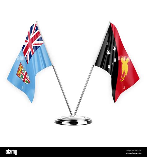 Two Table Flags Isolated On White Background 3d Illustration Fiji And