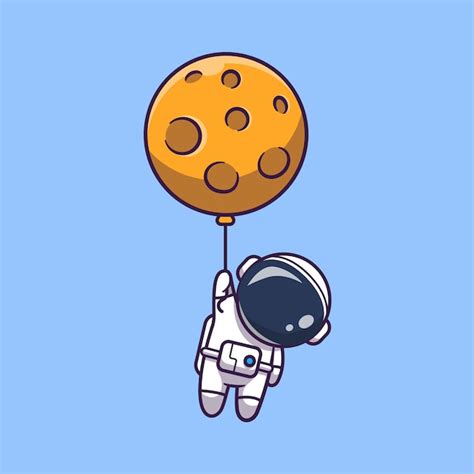 Astronauta flotando con la ilustración del icono de la luna personaje