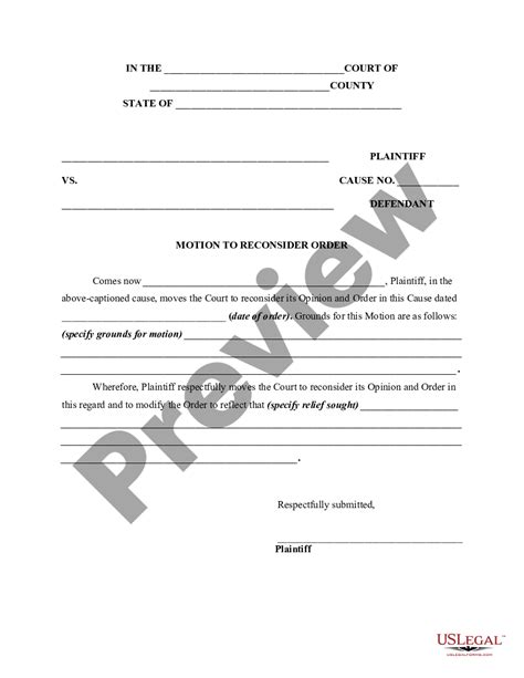 Motion Of Plaintiff Requesting Court To Reconsider An Order And Notice