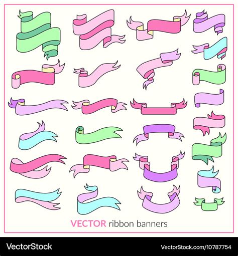 Curved Ribbon Banners Pastel Royalty Free Vector Image