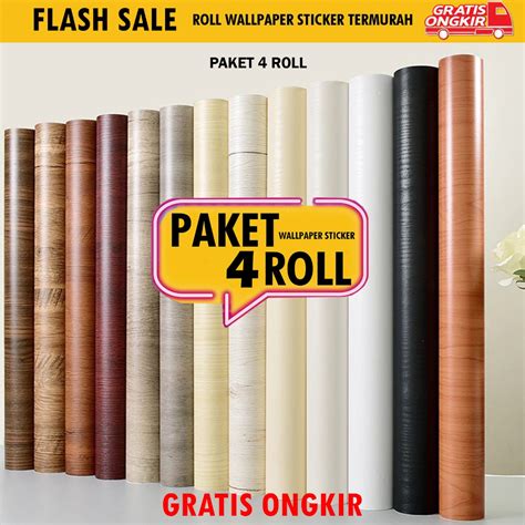 Jual PAKET 4 ROLL Wallpaper Dinding Kamar Tidur Wallpaper Tembok