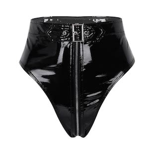 Latex Open Crotch Panties With Zipper Latex Lingerie Open Etsy