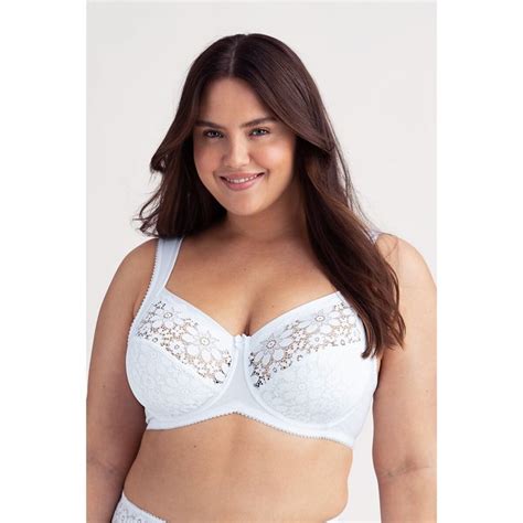 Cotton Bloom Full Cup Bra In Cotton Mix White Miss Mary Of Sweden