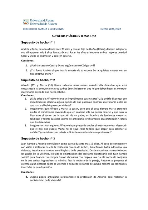 Casos Pr Cticos Temas Y Curso Derecho De Familia Y