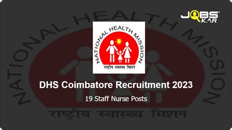 Dhs Coimbatore Recruitment 2023 Apply For 19 Staff Nurse Posts