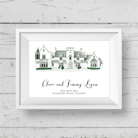 Douneside House Personalised Wedding Venue Print Hollie Bruce Designs