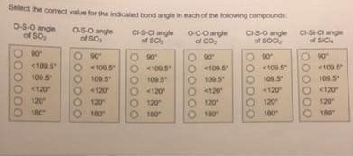 (Get Answer) - Select the correct value for the indicated bond angle in ...