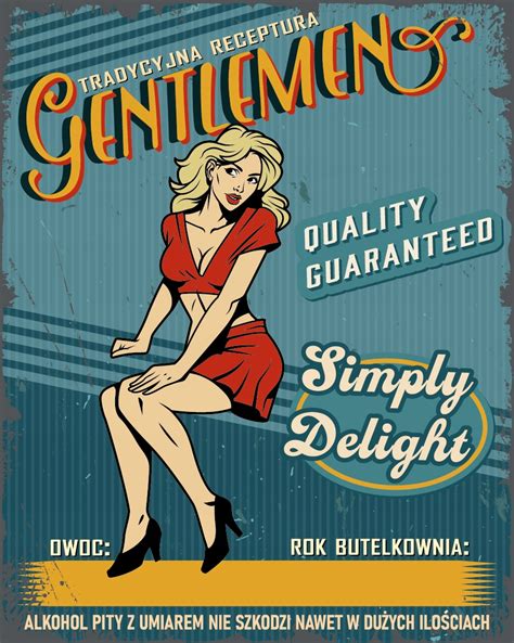 Naklejki 10 Sztuk 79x99 Etykiety Alkohol Domowy Retro Pin Up Girl