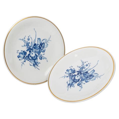 MEISSEN Paar Wandteller Blaue Blumen 1 Wahl 20 Jh