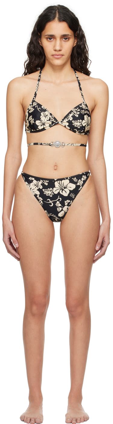 Black Beige Active Bikini By Marine Serre On Sale