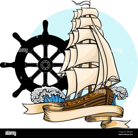 vector Old ship. Vector flat cartoon illustration Stock Vector Image ...