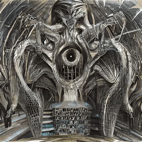 Middle Earth By HR Giger Charcoal Art Mosaic Creative Fabrica