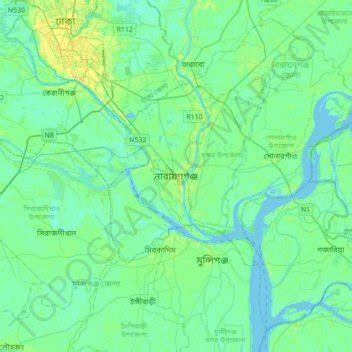 Narayanganj topographic map, elevation, relief