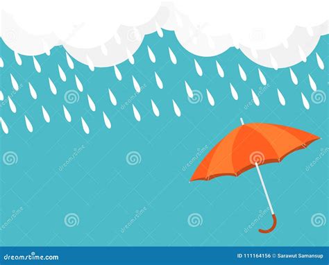 Umbrella Rain Drop Sky Cloud Vector Stock Vector Illustration Of