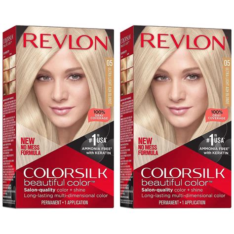 Revlon Colorsilk Permanent Hair Dye 2 Pack Ultra Light Ash Blonde 100 Gray Coverage