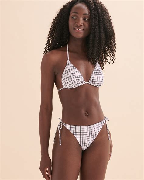 TROPIK Plaid Side Tie Bikini Bottom Mauve Plaid Bikini Village