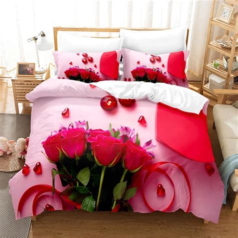 Pink Rose Bedding Set High Grade Duvet Cover Girls King Quilt Cover