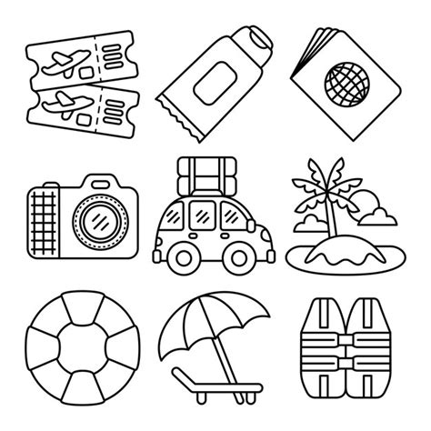 Premium Vector Beach Travel Objects Vector Illustrations Set