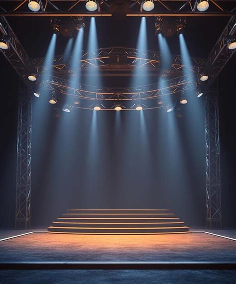 Premium Photo Stage With Spotlight Empty Stage With Lighting