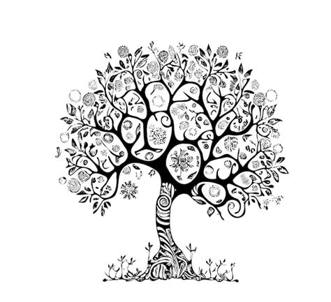 Arbre De Vie Croquis Dessiné à La Main Dans Le Style Doodle