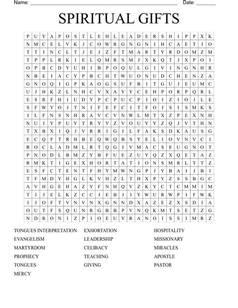 Spiritual Gifts Word Search Wordmint