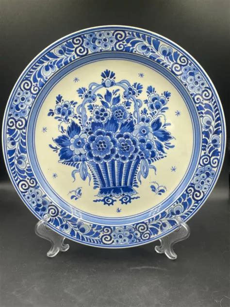 VINTAGE KERAMIK ROYAL Delft Blauw Wandteller Teller Holland Blumen