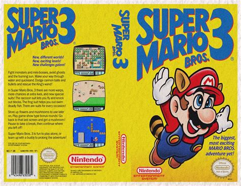 Super Mario Bros 3 Retro Nintendo NES Video Game Box Art Reproduction ...