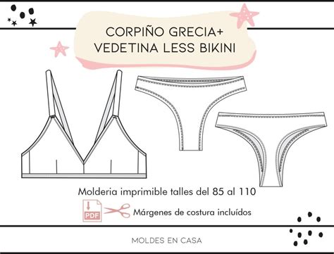 Molderia imprimible Corpiño Grecia Vedetina less bikini Moldes en casa