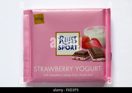 Bar Of Ritter Sport Strawberry Yogurt Chocolate With Strawberry Stock