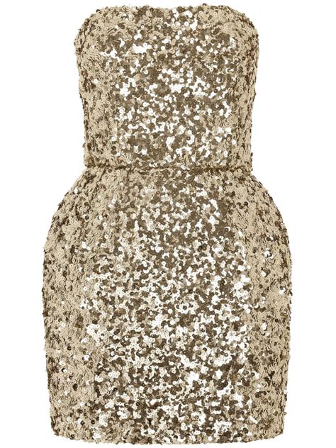 Dolce And Gabbana Sequin Embellished Strapless Minidress Gold Farfetch