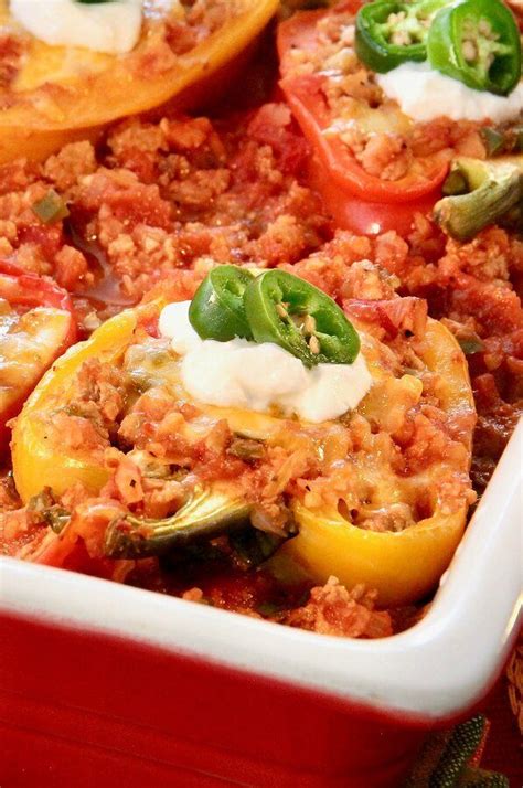 Low Carb Turkey-Stuffed Peppers | Recipe | Stuffed peppers, Stuffed peppers turkey, Main dish ...