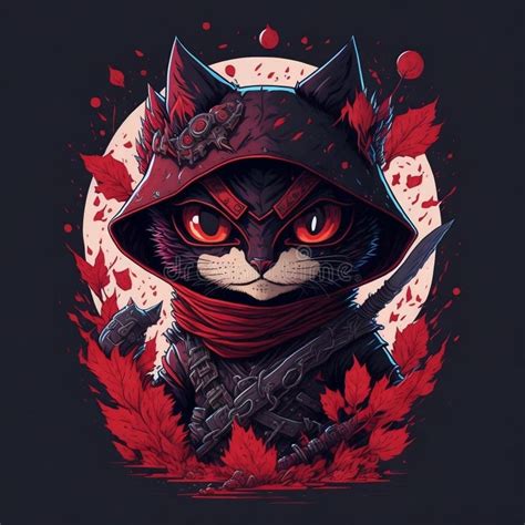 Evil ninja cat stock illustration. Illustration of design - 287774866