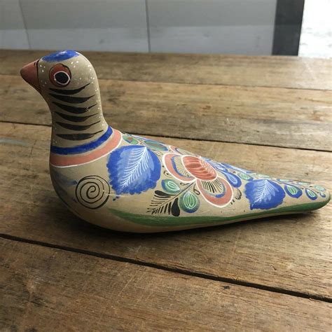 Hand Painted Tonala Mexican Pottery Folk Art Bird Dove Quail Etsy