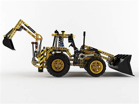 Lego Technic Backhoe Loader D Model Max Obj Fbx Cgtrader