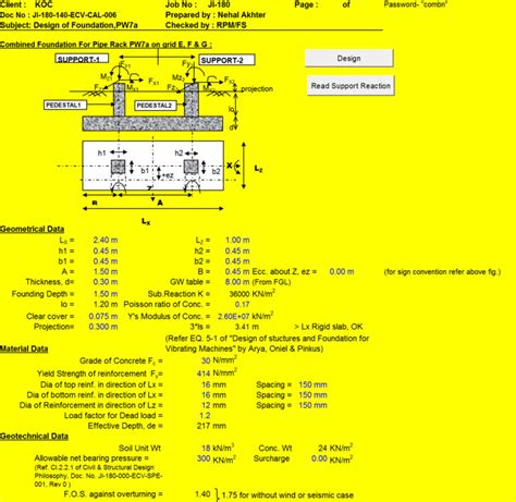 Strip Footing Design Spreadsheet Inside Combined Foundation Design