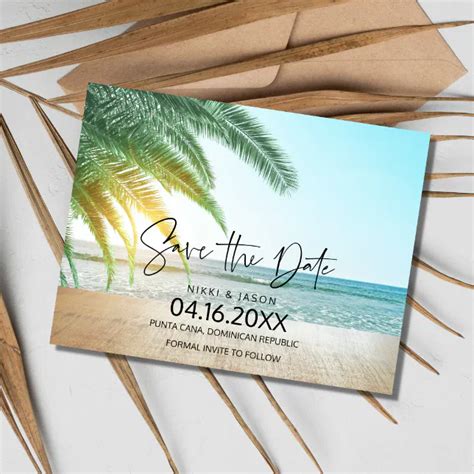 Tropical Beach Destination Wedding Save The Date Announcement Postcard Zazzle