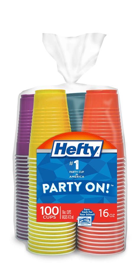 Hefty Disposable Party Cups Assorted Colors16 Oz 100 Count Walmart