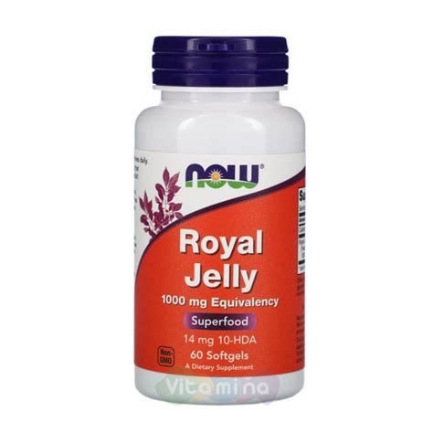 Now Foods Royal Jelly Маточное молочко 1000 мг, 60 капс купить в ...