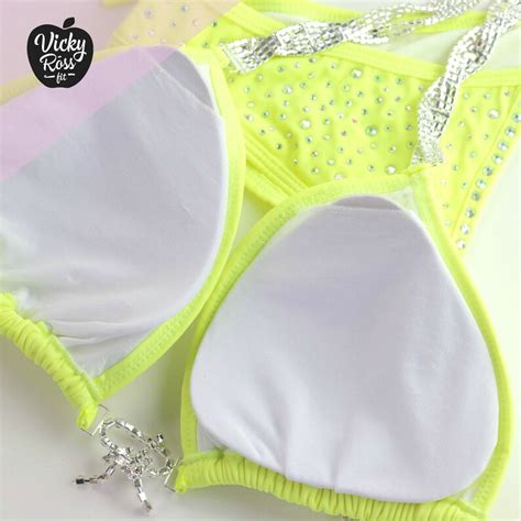 Neon Yellow NPC IFBB Fitness Bikini Competition Handmade Designer Suits