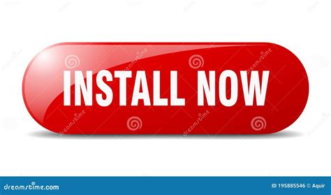 Install Now Button Sticker Banner Rounded Glass Sign Stock Vector