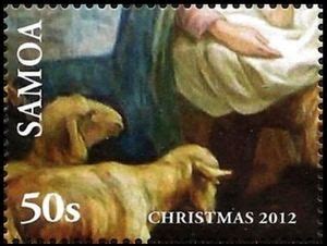 Stamp Adoration Of The Shepherds Detail Samoa Christmas 2012 Mi WS