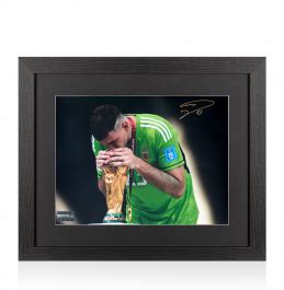 Emiliano Martinez Signed Argentina Photo In Black Wooden Frame 2022