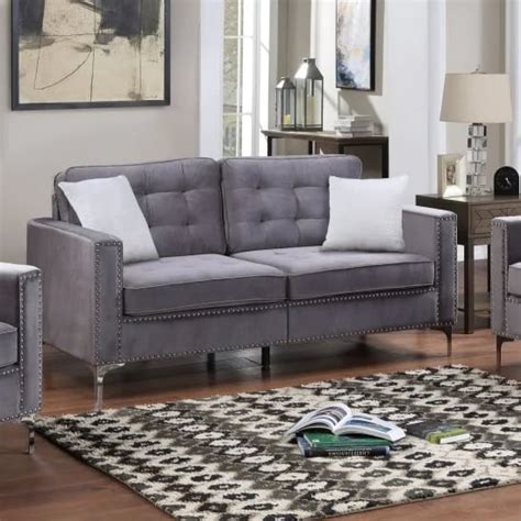 Velvet Sofa 11534 VELVET GREY SOFA | | 7 Day Furniture | Uph ...