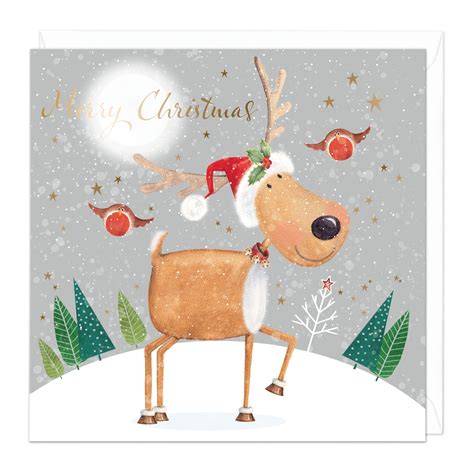 Deer And Robins Christmas Card Whistlefish